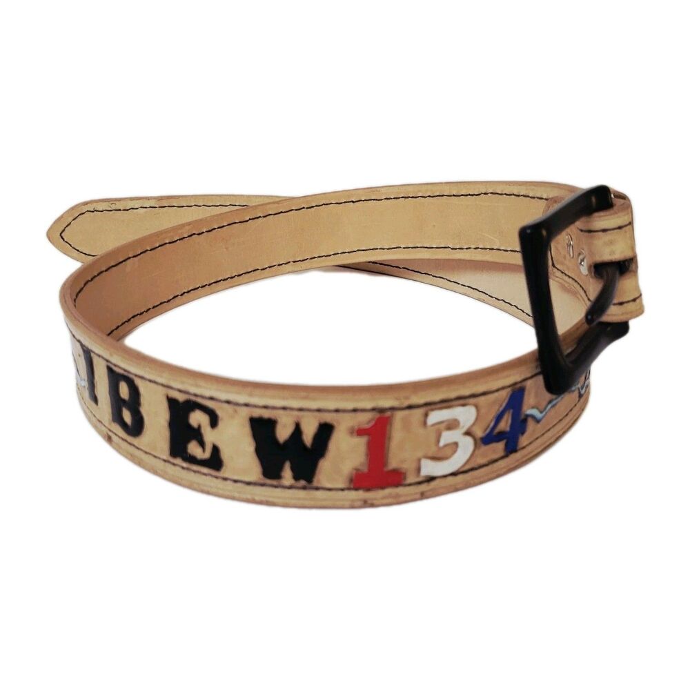 Handcrafted Leather Belt 40” IBEX 134 Western Style Tooled Painted Raised Design